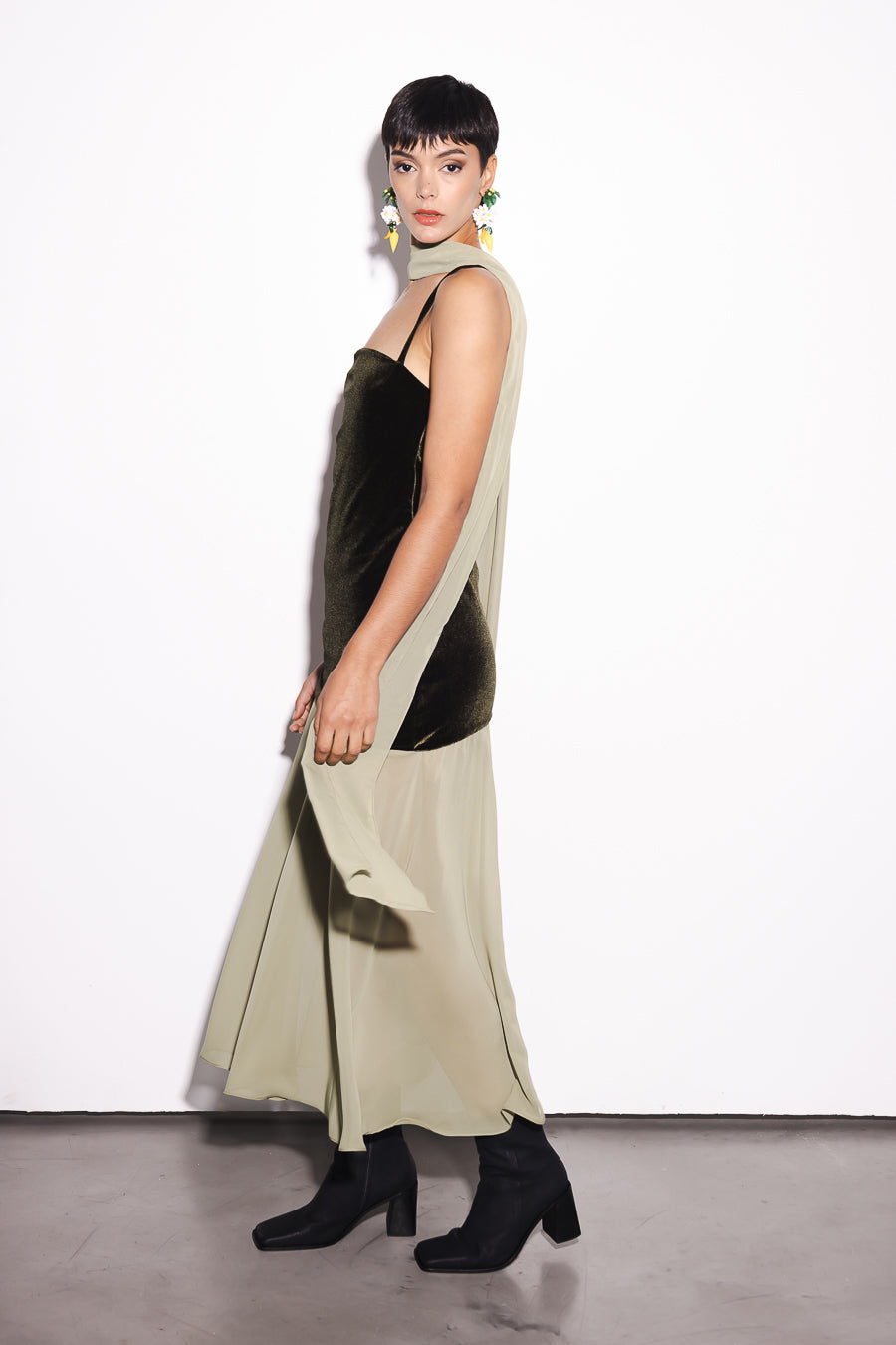 Vestido Martini Terciopelo Verde