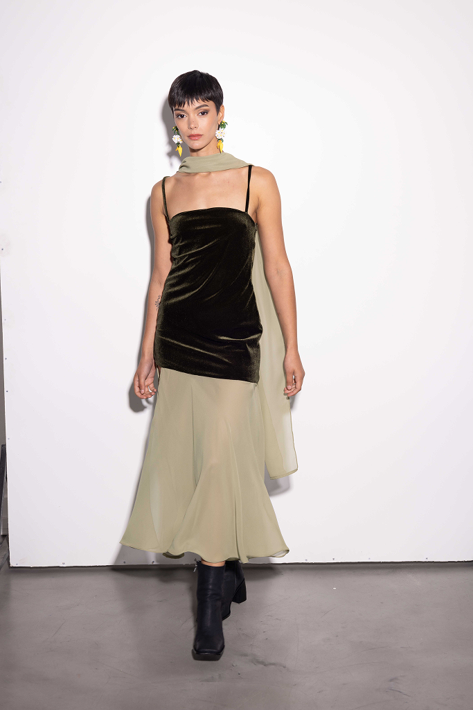 Vestido Martini Terciopelo Verde