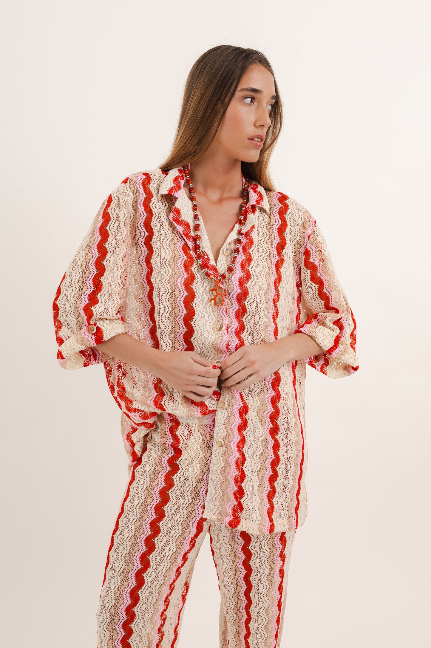 Camisa Pomelo Crochet Rojo