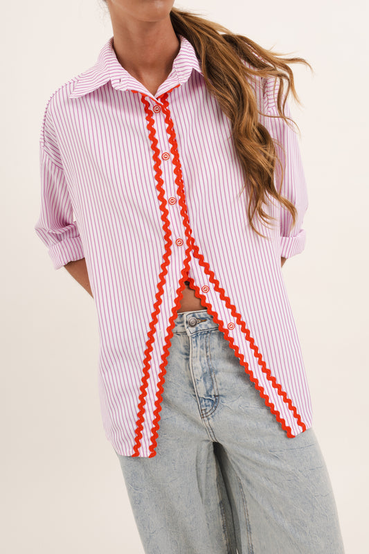 Camisa Eloisa Rosa Zig Zag