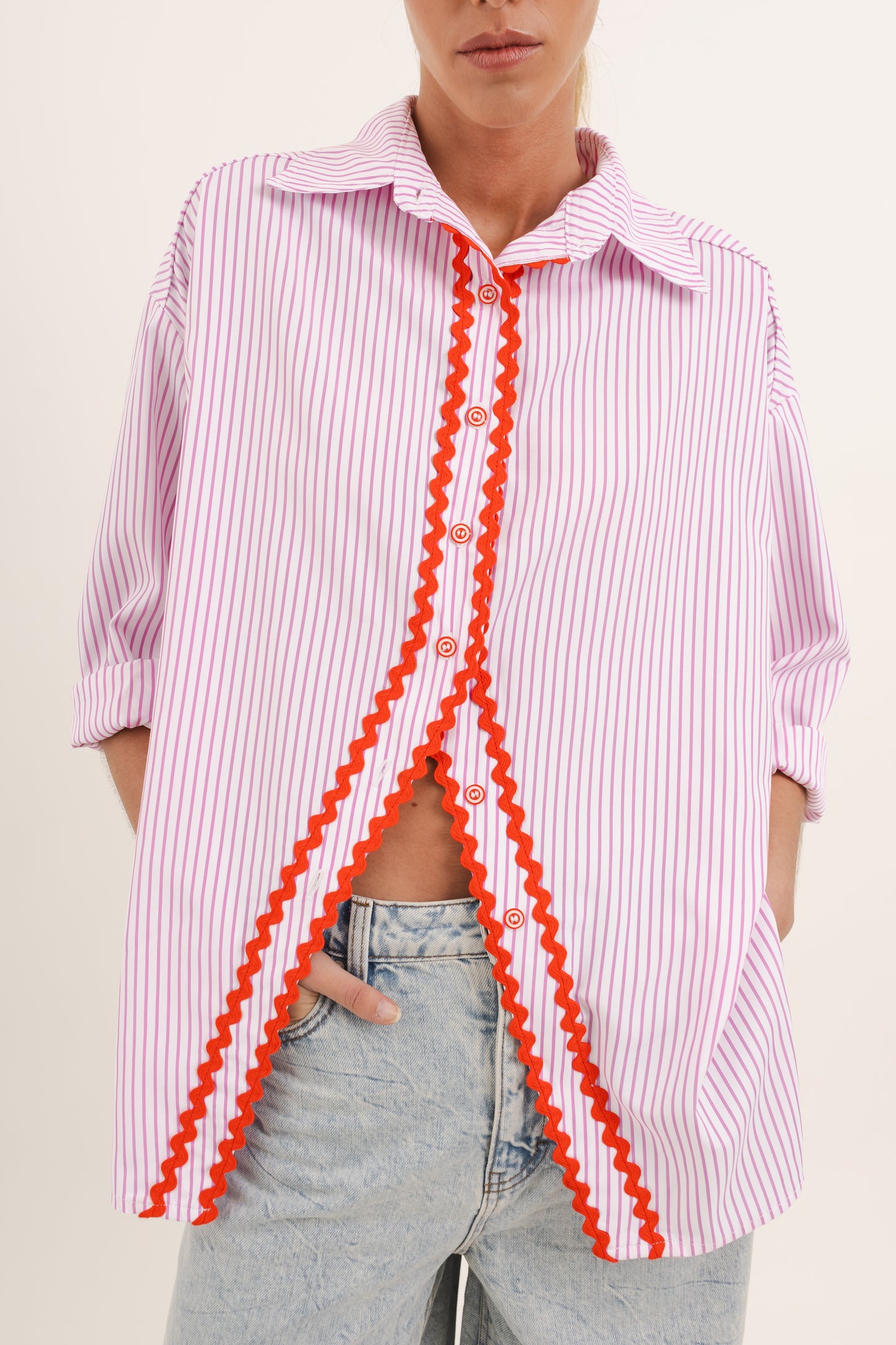 Camisa Eloisa Rosa Zig Zag