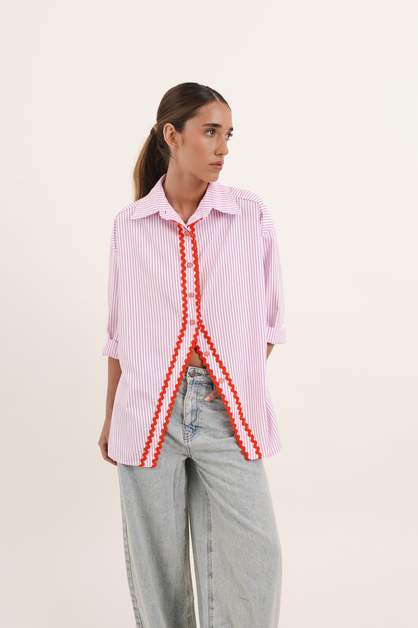 Camisa Eloisa Rosa Zig Zag